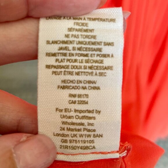 Free People Red Orange Sheer Chiffon Dress Lace Trim Ribbon Belt Womens Size 0 - Picture 15 of 16